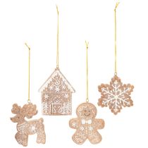 Artikel Kerstversieringen, honingcake-design, rendier, peperkoekmannetje, sneeuwvlok, 7 cm, 4 stuks