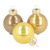 Artikel Mini kerstboomversieringen set, glanzende hangende ballen, 3 cm, 22 stuks