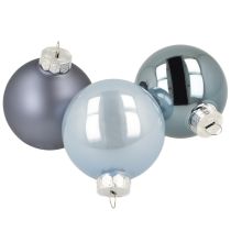 Artikel Decoratieve ballenset glas – blauwgrijs, oppervlak mat, glanzend 5cm 24st