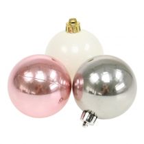 Kerstbal mix roze, grijs, wit Ø5.5cm 10st