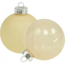 Artikel Kerstboomballen glas kerstballen crème mix Ø6cm 24 st