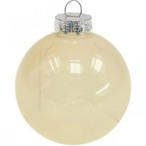 Artikel Kerstboomballen glas kerstballen crème mix Ø6cm 24 st