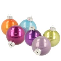 Artikel Kerstballenset, kleurrijke glanzende kerstballen, 60 mm, 24 stuks