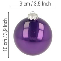 Artikel Glanzende kerstballen, set van 10, diverse kleuren, 95 mm