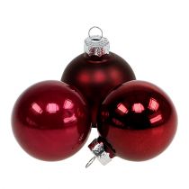 Artikel Kerstbol glas Ø4cm Bordeaux mix 24st