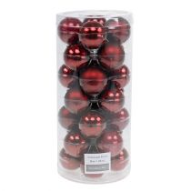 Artikel Kerstbol glas Ø4cm Bordeaux mix 24 st