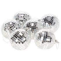 Artikel Kerstbaldecoratie, spiegelende bal om op te hangen, 7 cm, 6 stuks