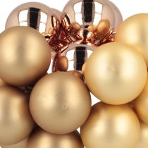 Artikel Kerstbal roségoud glas spiegel bessen Ø40mm 32 stuks