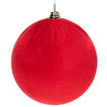 Artikel Rode fluwelen kerstbal, grote decoratieve bal om op te hangen, 25 cm, 2 stuks