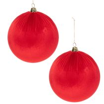 Artikel Rode fluwelen kerstbal, grote decoratieve bal om op te hangen, 25 cm, 2 stuks