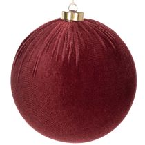Artikel Kerstbal, rood fluweelachtig, om op te hangen, 15 cm, 3 stuks
