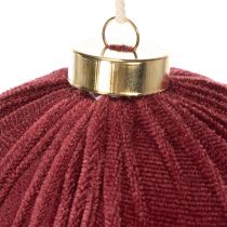Artikel Kerstbal, rood fluweelachtig, om op te hangen, 15 cm, 3 stuks