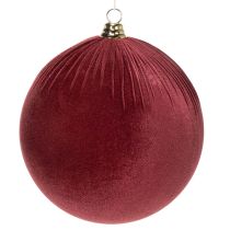 Artikel Grote rode fluwelen kerstboomversiering om op te hangen, 25 cm, 2 stuks
