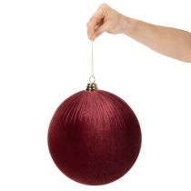 Artikel Grote rode fluwelen kerstboomversiering om op te hangen, 25 cm, 2 stuks