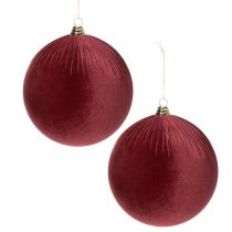 Artikel Grote rode fluwelen kerstboomversiering om op te hangen, 25 cm, 2 stuks