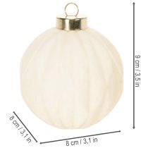 Artikel Kerstbalornament in wit, diverse texturen, 8 cm, 12 stuks