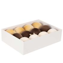 Artikel Kerstballen, fluweelachtig, mix van warme kleuren, 8 cm, 12 stuks
