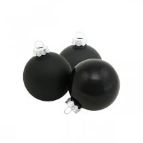 Artikel Mini kerstboomballen, boomdecoratie mix, kerstballen zwart H4.5cm Ø4cm echt glas 24st