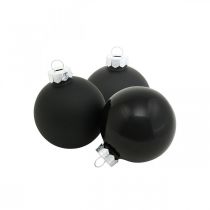 Artikel Mini kerstboombal, boomdecoratiemix, kerstballen zwart H4,5cm Ø4cm echt glas 24 st