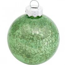Artikel Kerstbal, boomdecoratie, kerstboombal groen gemarmerd H4,5cm Ø4cm echt glas 24 st