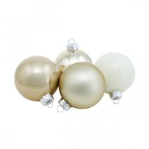 Artikel Kerstbal, kerstboomversiering, glazen bol wit/parelmoer H6,5cm Ø6cm echt glas 24 st