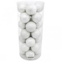 Artikel Sneeuwbol, boomhanger, kerstboomdecoratie, winterdecoratie wit H6,5cm Ø6cm echt glas 24 st