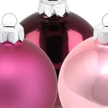 Artikel Kerstballen, boomversieringen, glazen bollen violet H8.5cm Ø7.5cm echt glas 12st