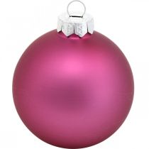 Artikel Kerstbal, kerstboomversiering, boomballen paars H6,5cm Ø6cm echt glas 24 st