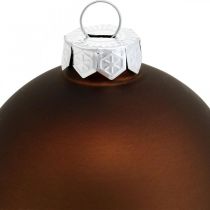 Kerstballen, boomversieringen, kerstballen bruin H6.5cm Ø6cm echt glas 24st