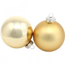 Boombal, Kerstboomversiering, Kerstbal goud H8.5cm Ø7.5cm echt glas 12st