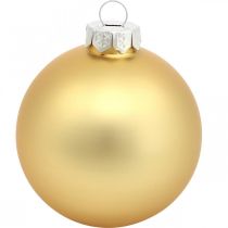 Artikel Boombal, Kerstboomversiering, Kerstbal goud H8.5cm Ø7.5cm echt glas 12st