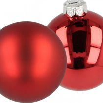 Kerstbal, boomversiering, kerstbal rood H8.5cm Ø7.5cm echt glas 12st