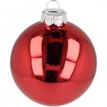 Artikel Kerstbal, boomversiering, kerstbal rood H8.5cm Ø7.5cm echt glas 12st