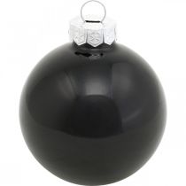 Artikel Mini kerstboomballen, boomdecoratie mix, kerstballen zwart H4.5cm Ø4cm echt glas 24st