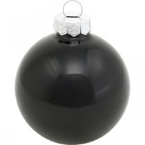 Artikel Kerstboomballen, boomhangers, glazen bollen zwart H6,5cm Ø6cm echt glas 24 st