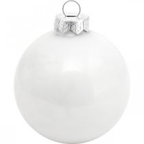 Sneeuwbol, boomhanger, kerstboomversiering, winterdecoratie wit H6.5cm Ø6cm echt glas 24st