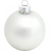 Artikel Boomhanger, sneeuwbol, kerstboomdecoratie, winterdecoratie wit H4,5cm Ø4cm echt glas 24 stuks