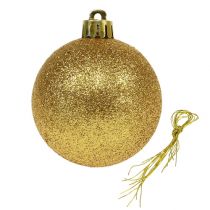 Kerstbal kunststof goud 6cm 10st