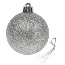Artikel Kerstbal kunststof zilver 6cm 10st