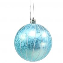 Kerstbal kunststof blauw-turkoois Ø8cm 2st