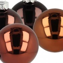 Kerstballen, boomversieringen, kerstbal bruin H6.5cm Ø6cm echt glas 24st