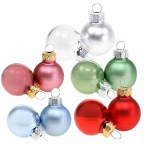 Artikel Mini kerstballen mat/glanzend assorti Ø2,5cm 24 stuks verschillende kleuren