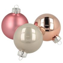 Artikel Kerstballen glas kerstboomdecoratie roze grijs Ø50mm 24 stuks