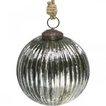 Artikel Kerstballen glas Kerstboomballen zilver met groeven Ø10cm 2st