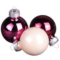 Artikel Kerstballen glas mini bes beige roze Ø3cm 22 st