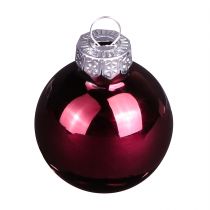 Artikel Glazen kerstballen, mini bessenbeige roze, Ø3cm, 22 stuks