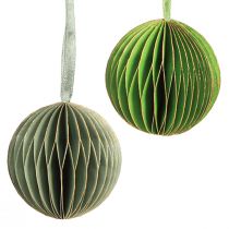 Artikel Kerstballen papieren honingraatballen groen goud Ø7cm 4 st
