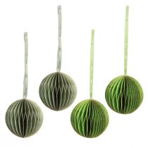 Artikel Kerstballen, papieren honingraatballen, groen en goud, 7 cm, 4 stuks, decoratie