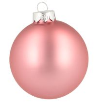 Artikel Kerstballen roze grijs glasballen Ø7,5cm 14 stuks