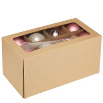 Artikel Kerstballen roze grijs glasballen Ø7,5cm 14 stuks